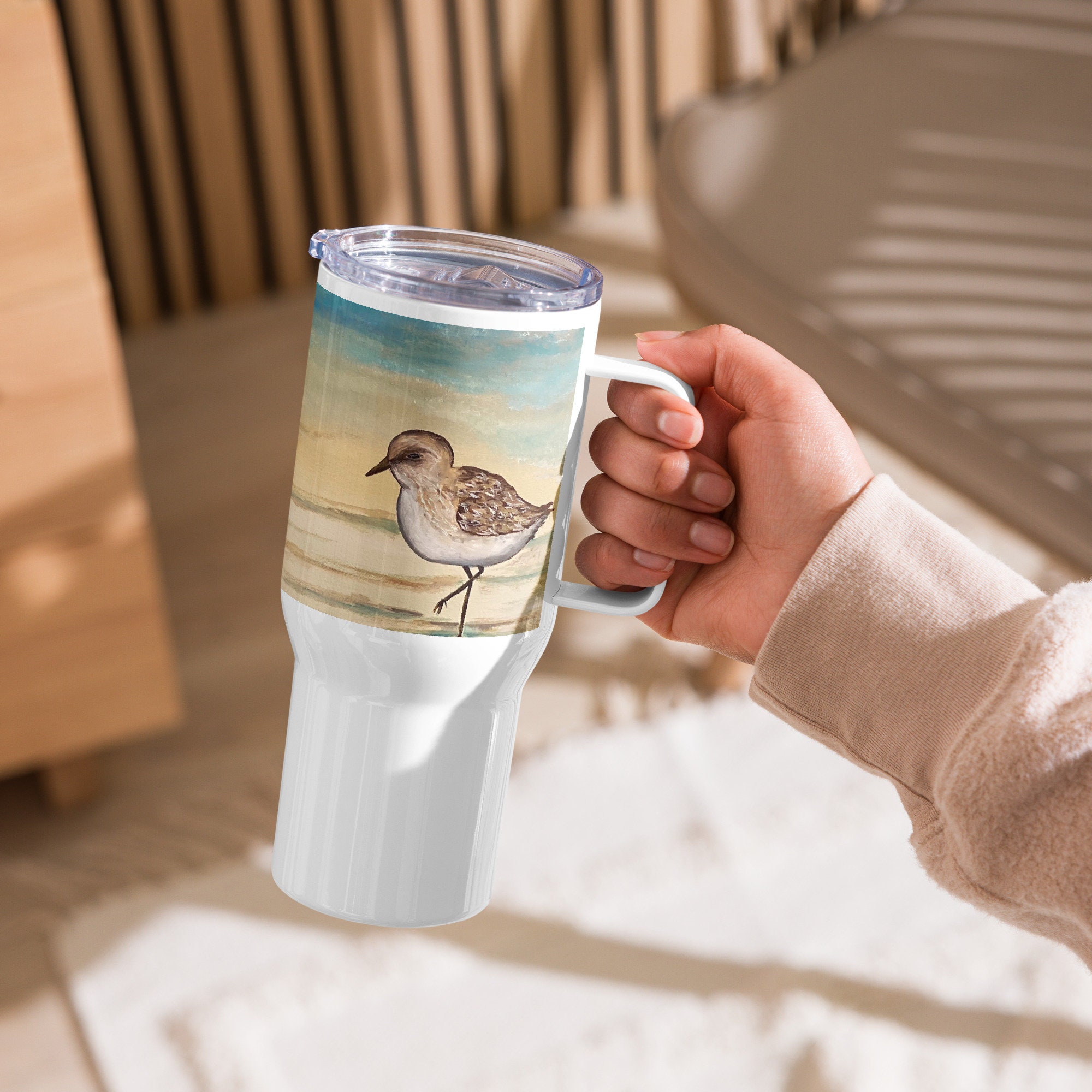 Humming Bird Sunset 16oz Glass Tumbler with Bamboo Lid & Straw for Iced  Coffee & Beverages