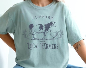 Vintage Farming Nature Inspired Comfort Colors Tee Unisex Gift Rustic Farm Fresh Support Your Local Farmers Shirt Agriculture Homestead Top