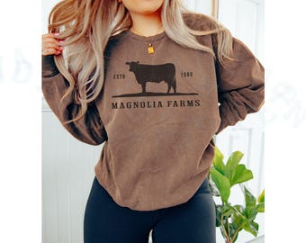 Custom Farm Agriculture Sweatshirt Comfort Colors Vintage Farming Personalized Gift Top Rustic Country Homestead Retro Cow Graphic Sweater