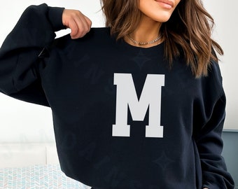Custom Monogram Sweatshirt Minimalist White Letter Top Personalized Lettering Sweater Gift Everyday Elegance Pullover Custom Unique Crewneck