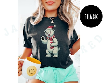 Vintage Polar Bear T-shirt Comfort Colors Christmas Retro Style Top Festive Holiday Cute Classic Tee Bear Graphic Xmas Nostalgic Winter Cozy