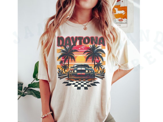 Daytona Florida Racing Retro Shirt Tropical Sunset Beachwear