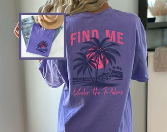 Beach Summer Tropical T-shirt Comfort Colors Back Design Beachwear Island Distressed Vintage Style Graphic Top Travel Vacation Sunset Top