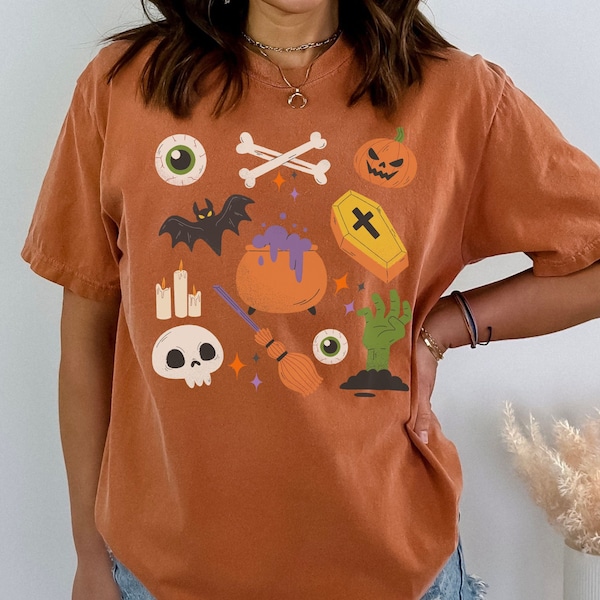 Halloween Comfort Colors Trick Or Treat T-shirt Chic Halloween Inspired Wicked Whimsy Gift Shirt Creepy Classic Spellbinding Style Oct Tee