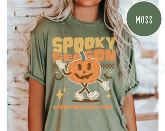 Gruselige Saison Retro T-shirt Halloween Liebhaber Zeichentrickfigur Kürbis Top Wunderlich Lehrer Mode Spooktacularly niedlich spielerisch Shirt Geschenk