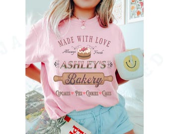 Custom Bakery T-shirt Bakers Business Food Lover Pastry Chef Shirt Baking Enthusiast Kitchen Wear Personalized Bakery Name Cooking Pride Top