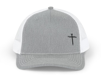Richardson 112 Embroidered Christian Hat 3 Nail Graphic Minimalist Jesus Faith Trucker Cap Men's Dad Worship Religious Cross Accessory Gift