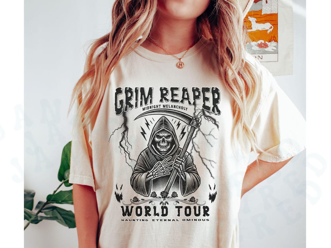 Grim Reaper World Tour Top Comfort Colors Spooky Season Halloween T ...