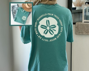 Beach Summer Vacation T-shirt Comfort Colors Unisex Ocean Lover Sand Dollar Minimalist Graphic Tee Coastal Tropical Vacay Travel Sea Shirt