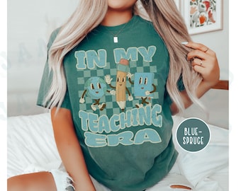 Retro Teaching Era Comfort Colors Tee Classroom Vintage Nostalgic Shirt Cartoon Character School Graphic T-shirt Distressed Educational Top