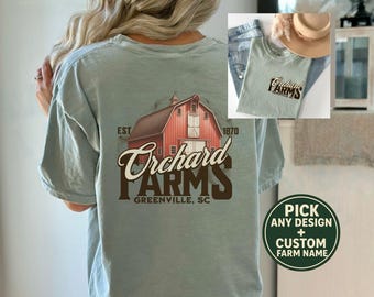 Personalized Farm Business T-shirt Unisex Comfort Colors Custom Vintage Country Farming Top Antique Farmhouse Old Red Barn Custom Local Tee