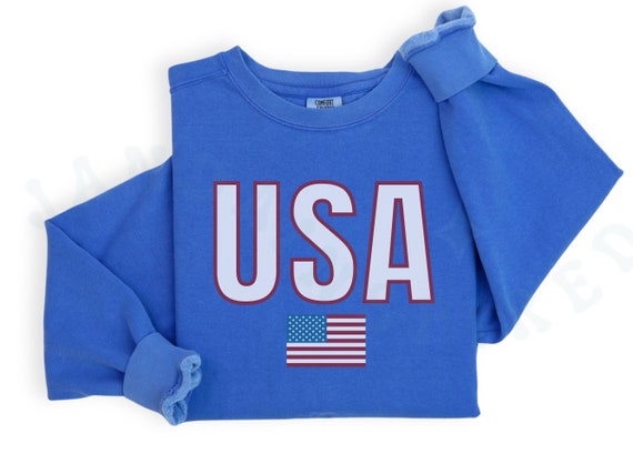 Lacozy Womens USA Sweatshirt American Flag Oversized Graph Letter
