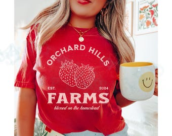 Custom Strawberry Farm T-shirt Vintage Berry Homestead Personalized Business Tee Farmers Market Local Farming Family Summer Ranch Gift Top