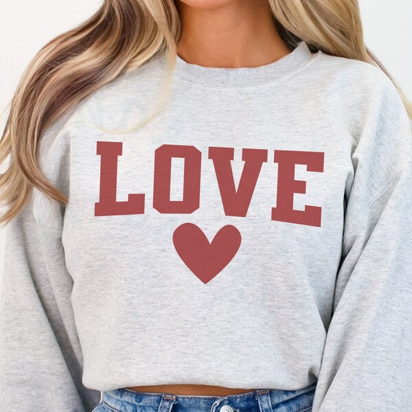 Liebe Sweatshirt Liebhaber Pullover Geschenk für Frauen Valentinstag Shirt für sie Romantische Herz Gemütliche Liebe Pullover Top Casual Chic Nachricht College