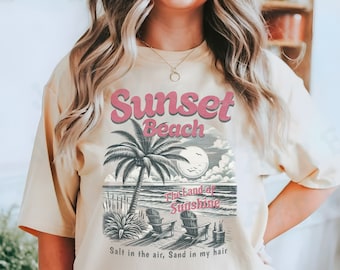 Sunset Beach Summer T-shirt Comfort Colors Unisex Vacation Travel