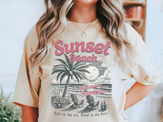 tシャツ SUMMER BEACH COLLAGE GRAPHIC HALF TEE レディース Beach Babe T-shirt - Summer Tees - Retro Beach T-shirt