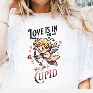 Cupid Valentine&#39;s Celebration Tshirt Gift Comfort Colors Love Heart Tee Cupid&#39;s Arrow Graphic Top For Her Romantic February 14th Retro Shirt