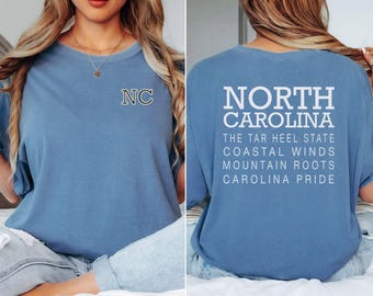North Carolina Comfort Colors Shirt NC Pocket Tee Tar Heel State Coastal Mountain Roots Shirt Pride Graphic Minimalist Southern Everyday Top