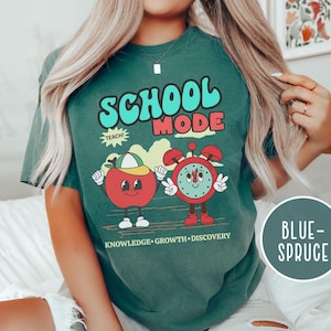 Back To School T-shirt Teacher Retro Vintage Cartoon Character Tee School Days Classroom Wear Tee Learning Knowlege Growth Animated Top Gift