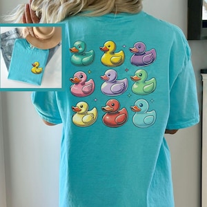 Rubber Duck Gift Shirt Retro Quirky Graphic Tee Comfort Colors Vintage Nostalgia Cartoon Playful Top Summer Casual Unique Wear Duck Lover