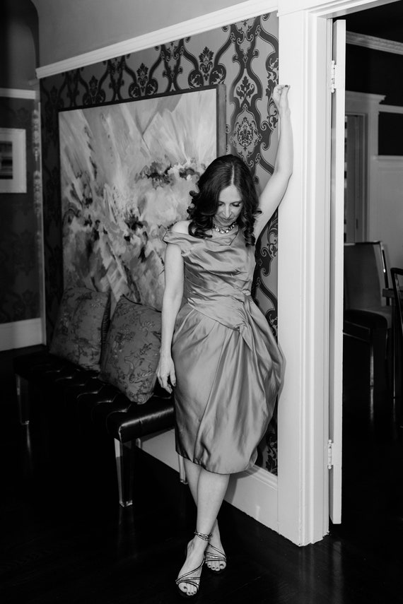 An Amazing 1950S Ceil Chapman Satin Cocktail Dress - image 6