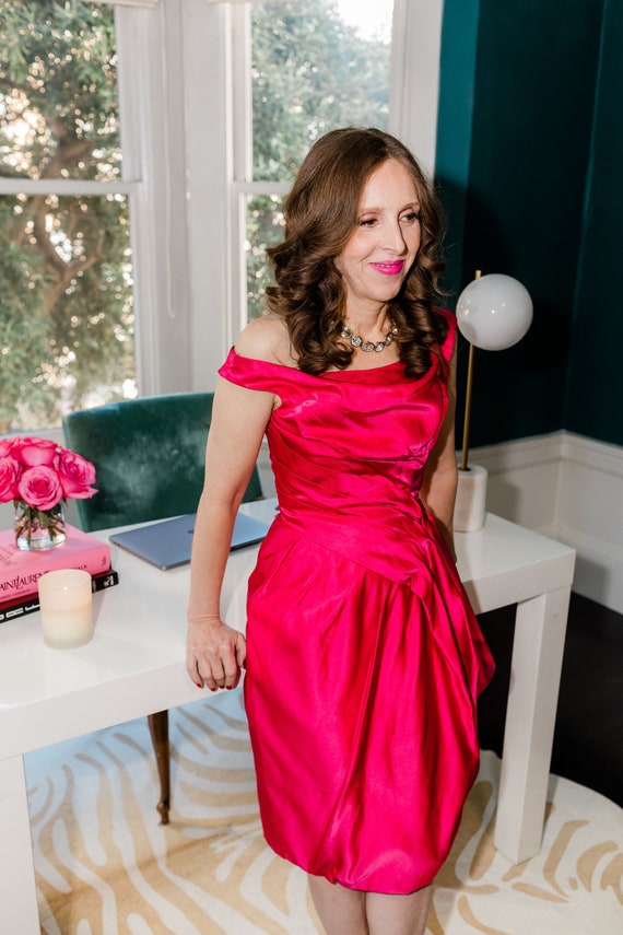 An Amazing 1950S Ceil Chapman Satin Cocktail Dress - image 5