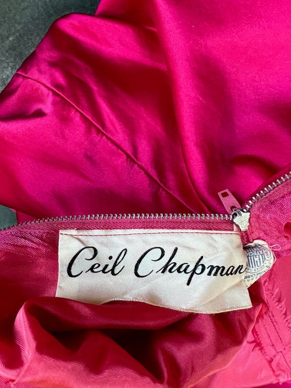 An Amazing 1950S Ceil Chapman Satin Cocktail Dress - image 7