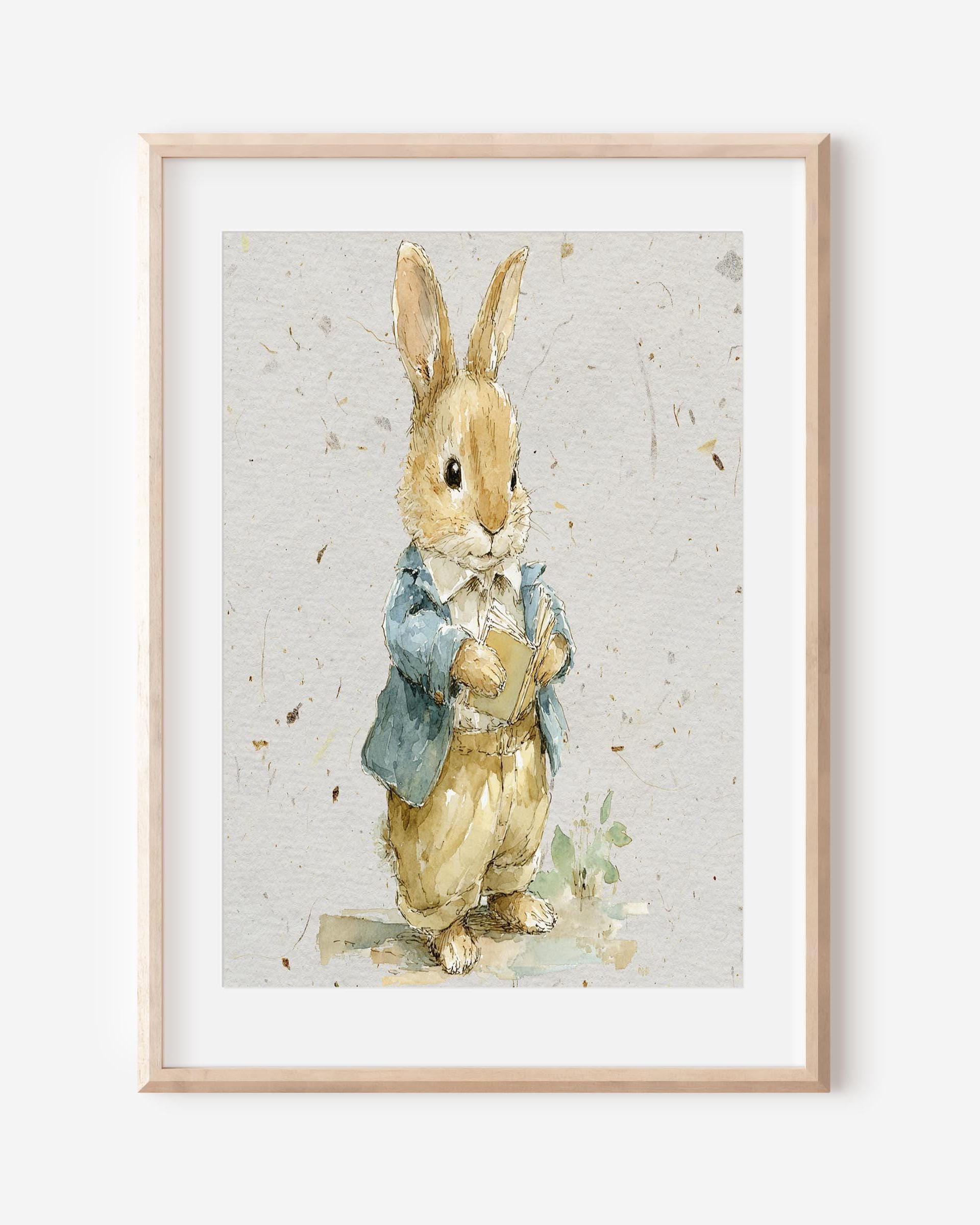 Studious Rabbit Studious Rabbit Nursery Wall Art, Watercolor Bunny Storybook Poster ...