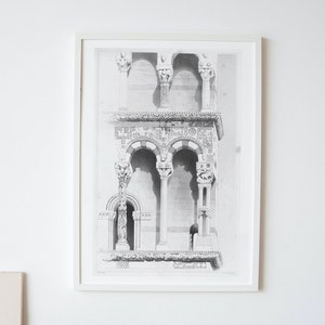 Architectural Art Print - Antique Vintage Wall Art - Rustic Farmhouse Decor Sketch Printable