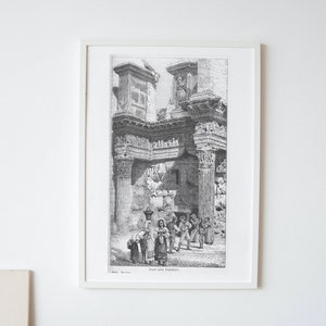 Architectural Art Print - Antique Vintage Wall Art - Rustic Farmhouse Decor Sketch Printable
