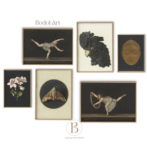 Printable Vintage Gallery Wall Art Set of 6 | Eclectic Gallery Wall | Black Aesthetic Wall Art