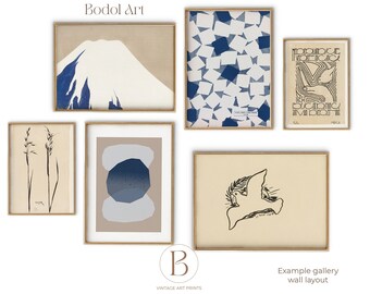 Neutral Blue Abstract Art Print Set: Modern Gallery Wall (Digital Download)