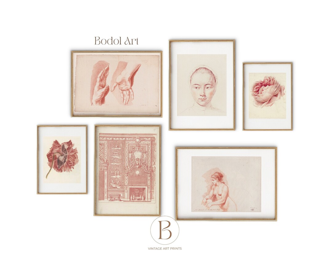Printable Vintage Gallery Wall Art Set of 6 | Farmhouse Gallery Wall ...