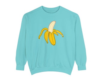 Bananen-Grafik-Sweatshirt mit Rundhalsausschnitt: Komfortfarben, entspannte Passform