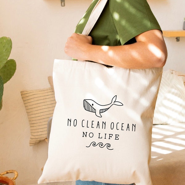 Eco friendly gifts, Organic Canvas Tote Bag, Eco Bag, Clean The Oceans Tote Bag, Save The Whales, Sustainable Gift for Her