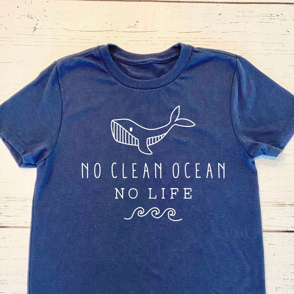 Kein sauberer Ozean Kein Leben, Öko-freundliches Kinder-Shirt, Bio-Kinderkleidung, Wal-Kinderhemd, Entdecker-kleines Shirt für Kinder, Bio-T-Shirt