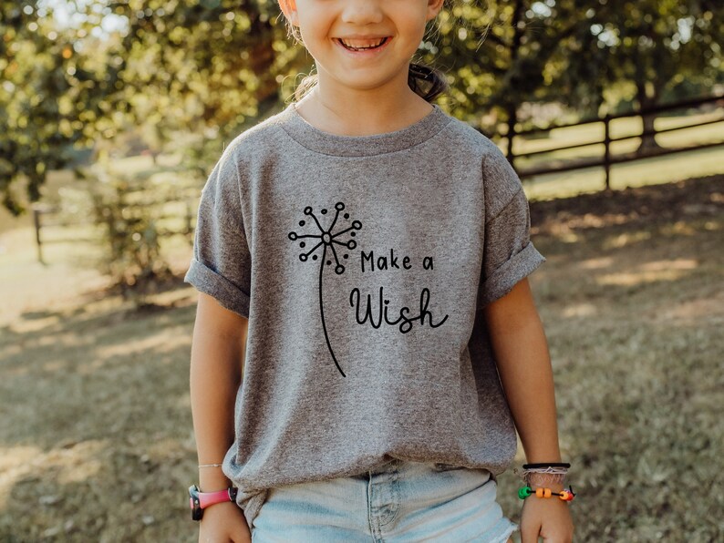 Make a Wish Girls Shirt, Dandelion Kids Shirt, Botanical Girls Tee