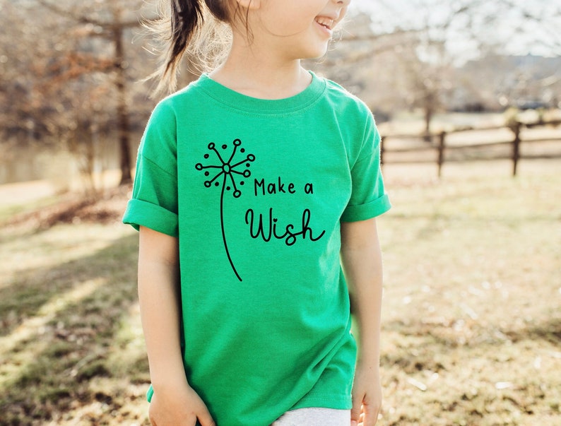 Make a Wish Girls Shirt, Dandelion Kids Shirt, Botanical Girls Tee