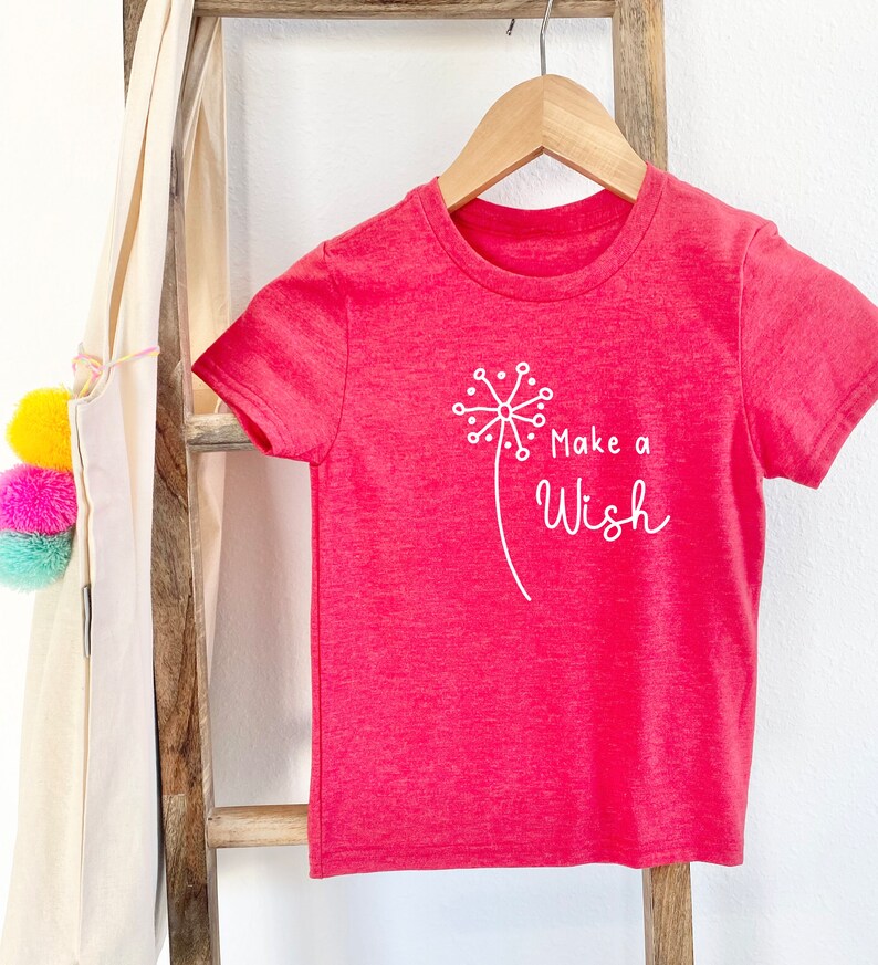 Make a Wish Girls Shirt, Dandelion Kids Shirt, Botanical Girls Tee