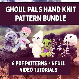 Komplettes Schnittmuster-Set für kleine, kuschelige Halloween-Kuscheltiere | 6 Schnittmuster für kuschelige Halloween-Tücher + 6 Video-Anleitungen | Geist, Zombie, Skelett & mehr