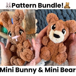 BUNDLE- Chunky Knit Mini Bunny & Bear Modification Patterns and Video Tutorials