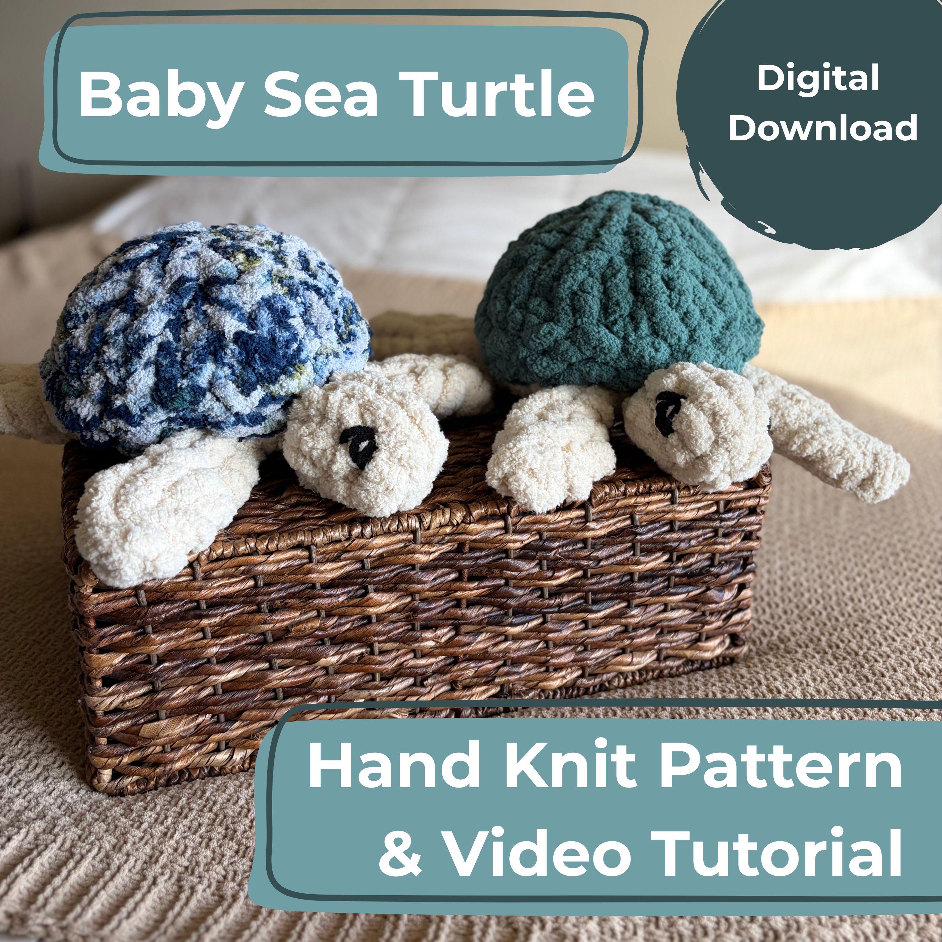 Chunky Knit Baby Sea Turtle Pattern | Hand Knit Plush Stuffed Animal ...