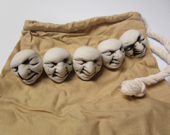 VTG New old stock 90's Creepy Face Ball Set Shrunken Heads oddity collection odd strange in gift bag tiny