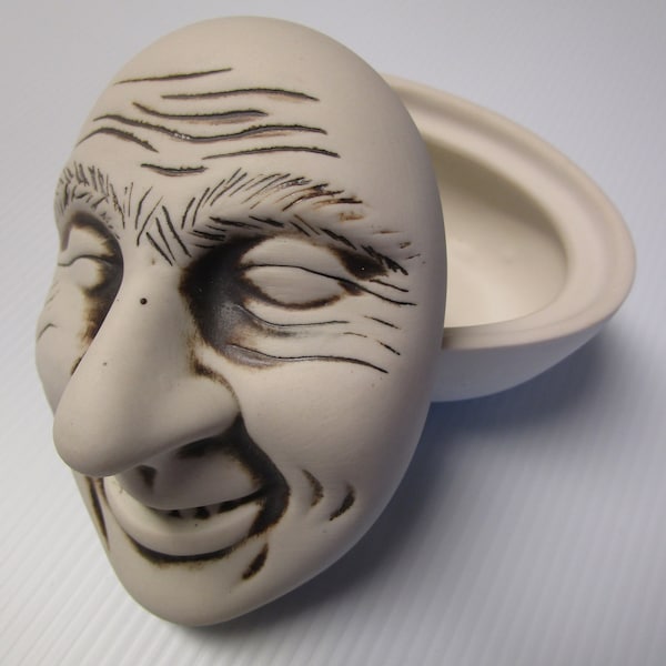 VTG 90s NOS Creepy Face trinket BOWL set head pottery freaky oddity freak show