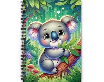 Whimsical Koala Journal - Notebook for Dreamers | Eco-Friendly, 6w x 8h | Cute Spiral Notebook | Ruled Line Pages | Unique Stationery Gift