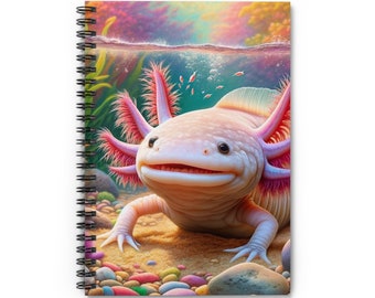 Axolotl Charm Spiral Notebook - Durable & Versatile 118 Page Ruled Journal for Everyday Use | Cute Spiral Journal - Unique Stationery Gift