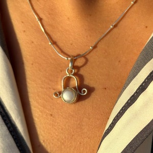 Dril-bu BlueBell Pearl Pendant,  Handmade Gemstone Necklace, Valentine’s Day Gift