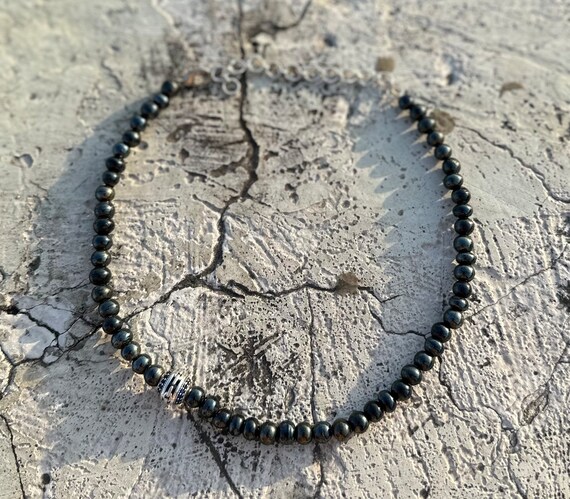 Shyam Hematite Necklace, Gothic Jewelry, beaded n… - image 2