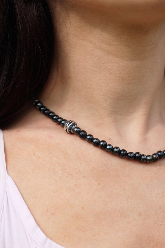 Shyam Hematite Necklace, Gothic Jewelry, beaded n… - image 3