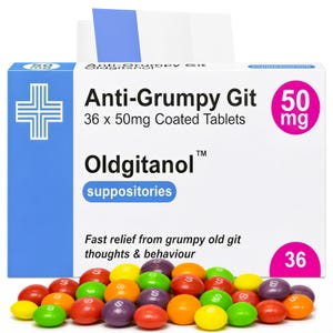 Anti-Grumpy Old Git Novelty Prescription Joke Sweets, 36g | Vegan & Vegetarian